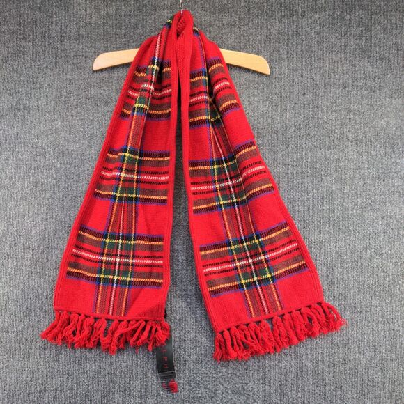Ralph Ralph Lauren Men's Scarf Red Plaid Size 1 10x54 100% Lambswool W/Tags - Picture 2 of 7